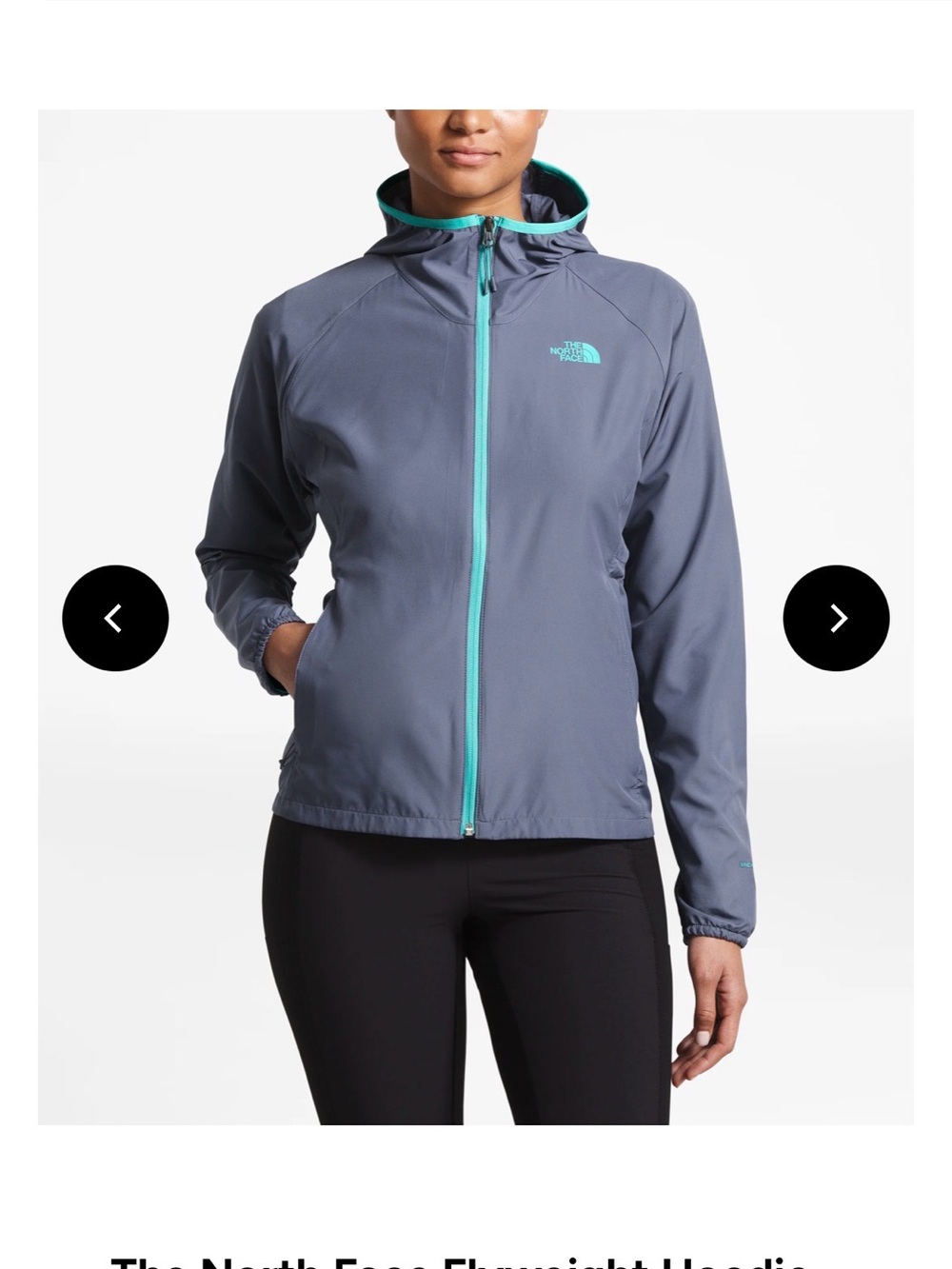 Sz MThe North Face Flyweight  Women’s Gray Hooded Jacket with Teal Trim